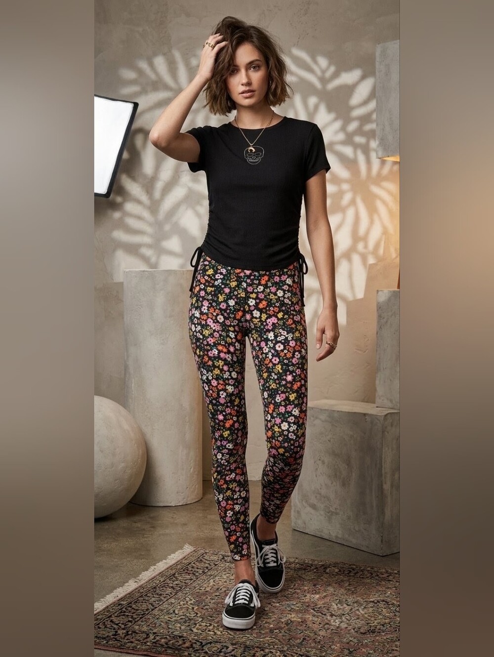No Boundaries Black Floral Print High-Waist Leggings
